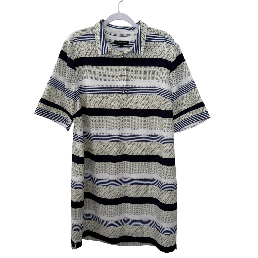 Banana‎ Republic Women's Shift Shirt Dress blue Yellow Striped Preppy Size XL